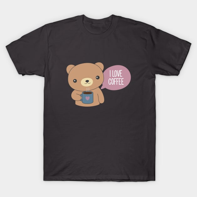 Cute Coffee Drinking Bear T-Shirt T-Shirt by happinessinatee